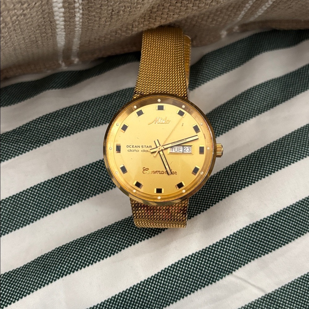 Mido Ocean Star Gold Watch with Mesh Band